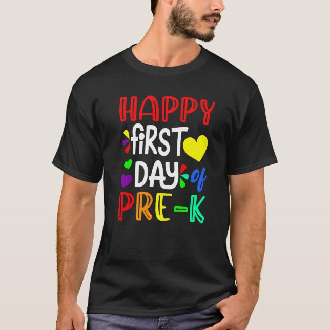 Happy First Day Of Pre K Cute Back To School T Shirt (Framsida)