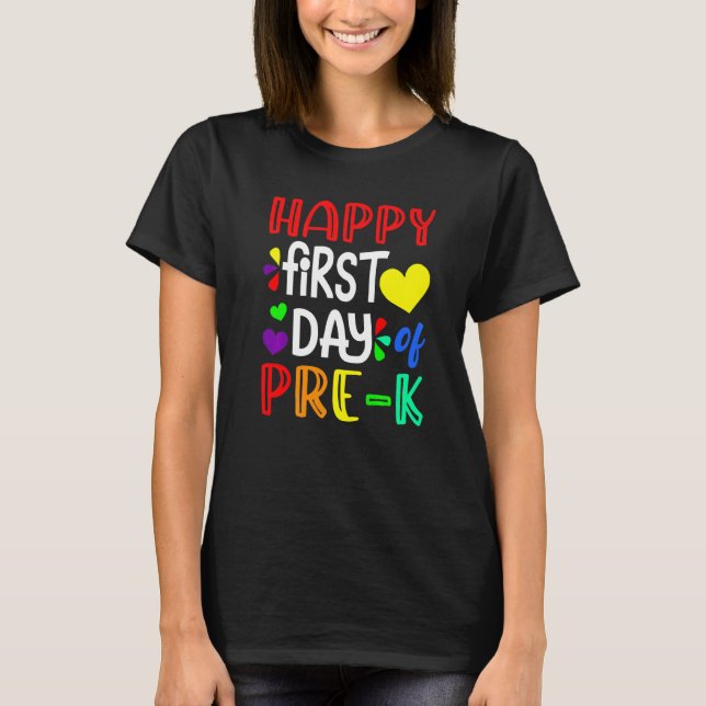 Happy First Day Of Pre K Cute Back To School T Shirt (Framsida)