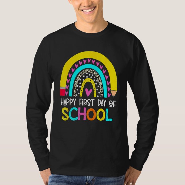 Happy First Day Of School Back To School Rainbow T Shirt (Framsida)