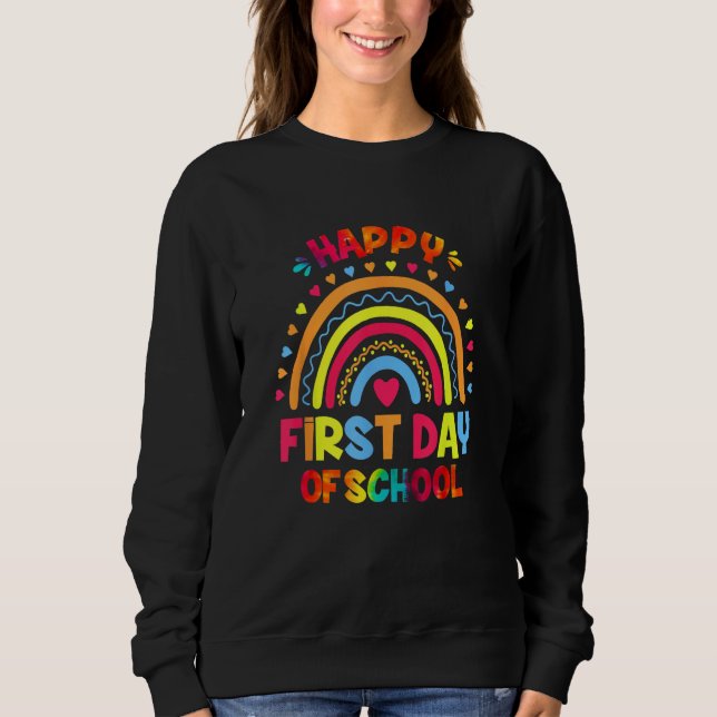 Happy First Day Of School Boho Rainbow Kids Back T Shirt (Framsida)
