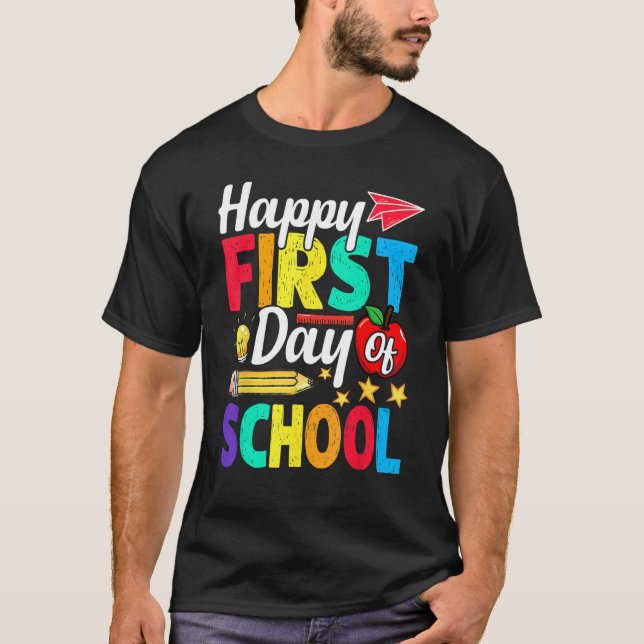 Happy First Day Of School Cute  Back To School 1 T Shirt (Framsida)