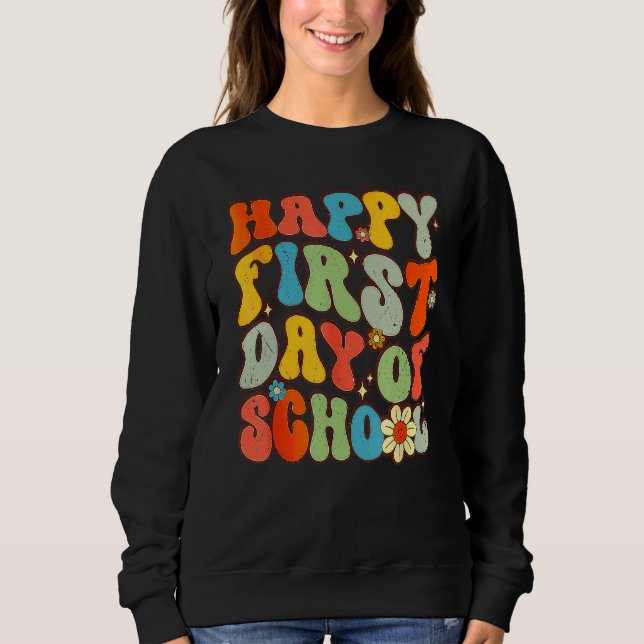 Happy First Day Of School Groovy Back To School Fl T Shirt (Framsida)