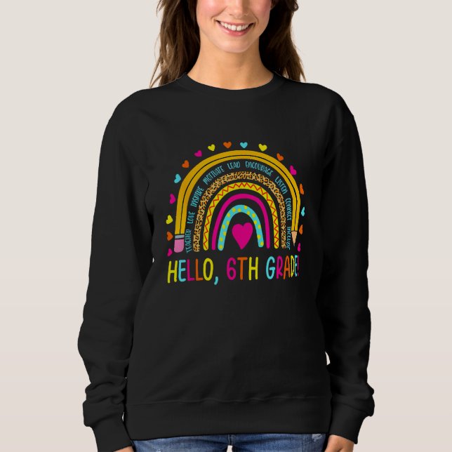 Happy First Day Of School Hello 6th Grade Teacher  T Shirt (Framsida)