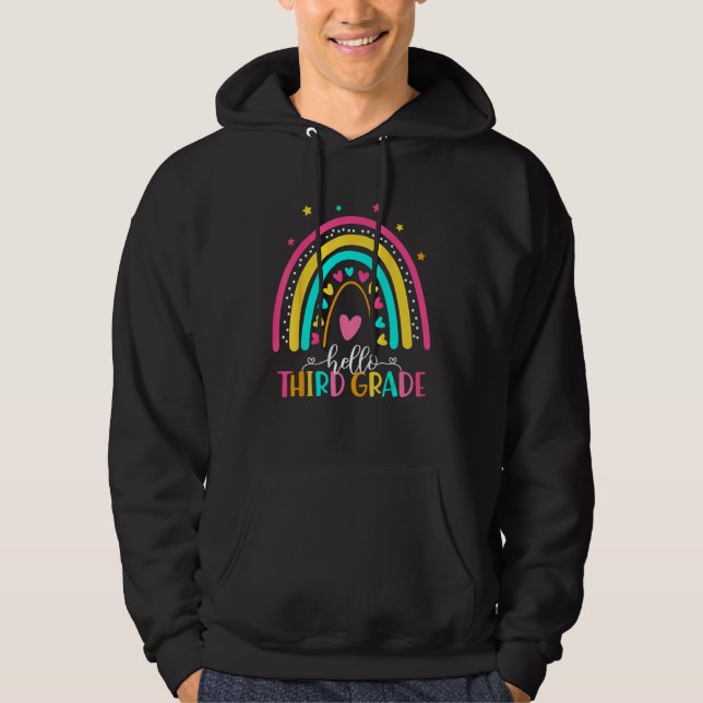 Happy First Day Of School Hello Third Grade Teache Hoodie (Framsida)
