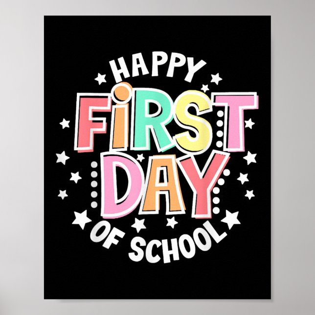 Happy First Day Of School Retro Groovy Back To Sch Poster (Framsidan)