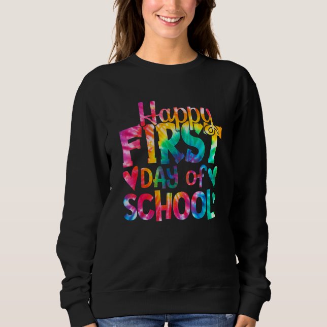 Happy First Day of School Tie Dye Teachers Student T Shirt (Framsida)