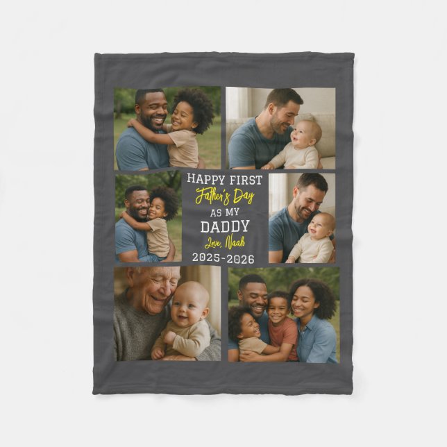 Happy First Father Day Photo Collage Fleecefilt (Framsidan)