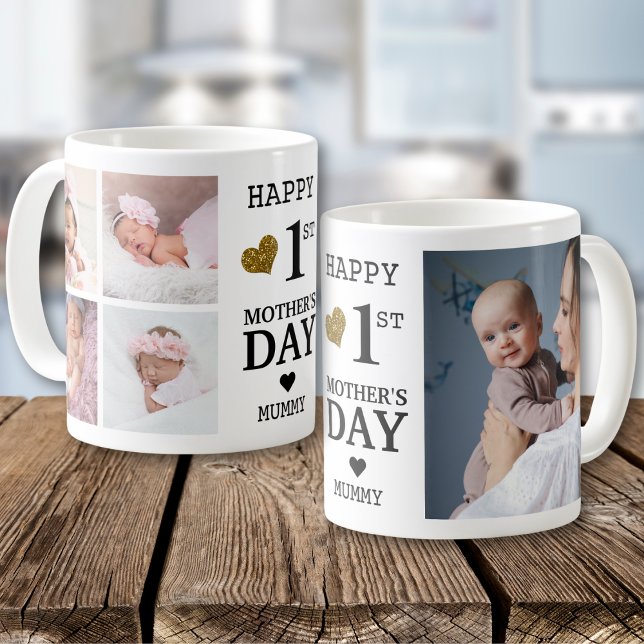 Happy First Mother's Day Mummy 5 Photo Collage  Kaffemugg (Skapare uppladdad)