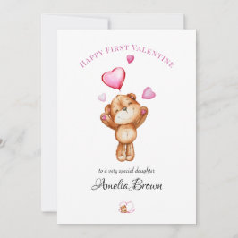 Happy First Valentine Teddy Bear Greeting Card fo Julkort
