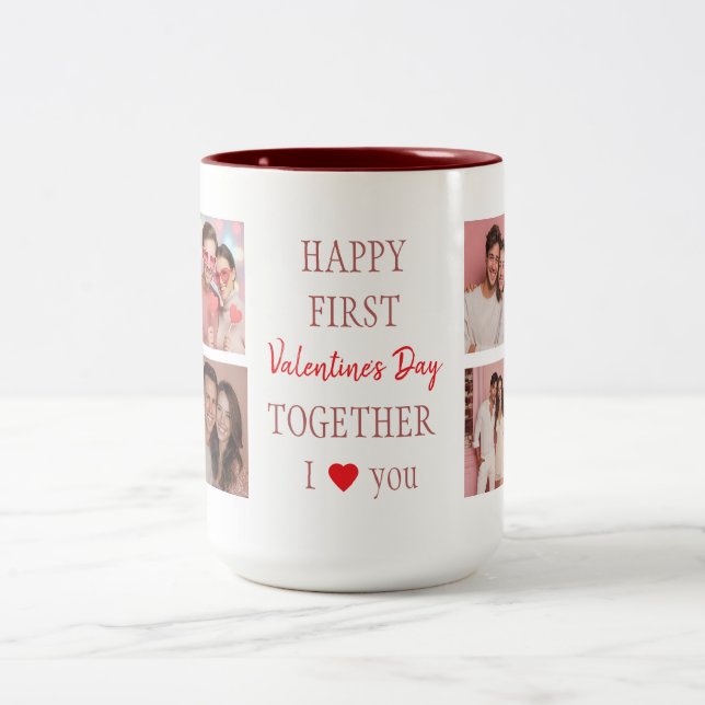 Happy First Valentine's Day Custom Coffee Mug  Två-Tonad Mugg (Center)