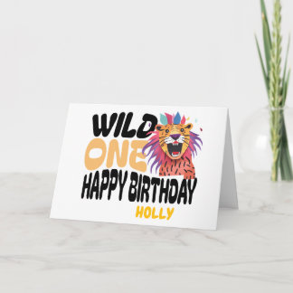 Happy First Wild One Safari Themed 1st Birthday  Kort