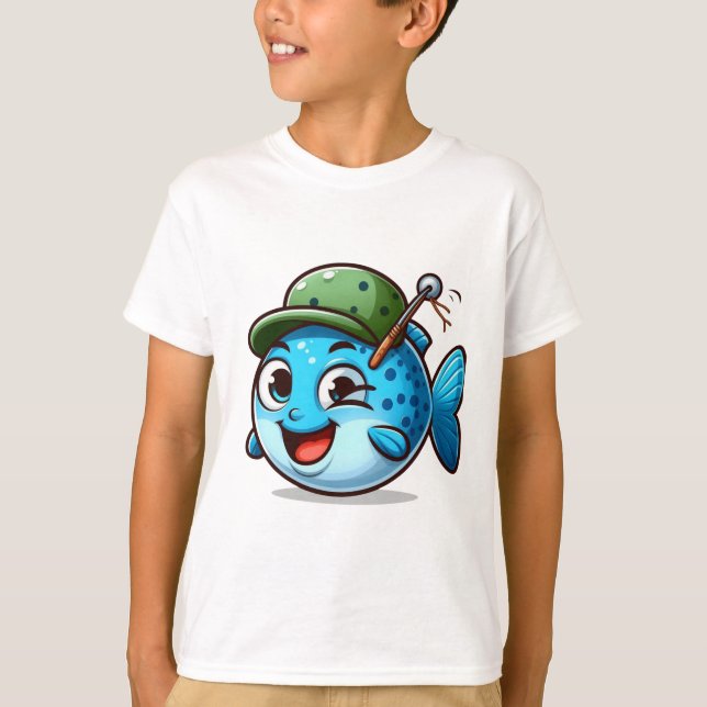 Happy Fishing Buddy Cartoon Fish T Shirt (Framsida)