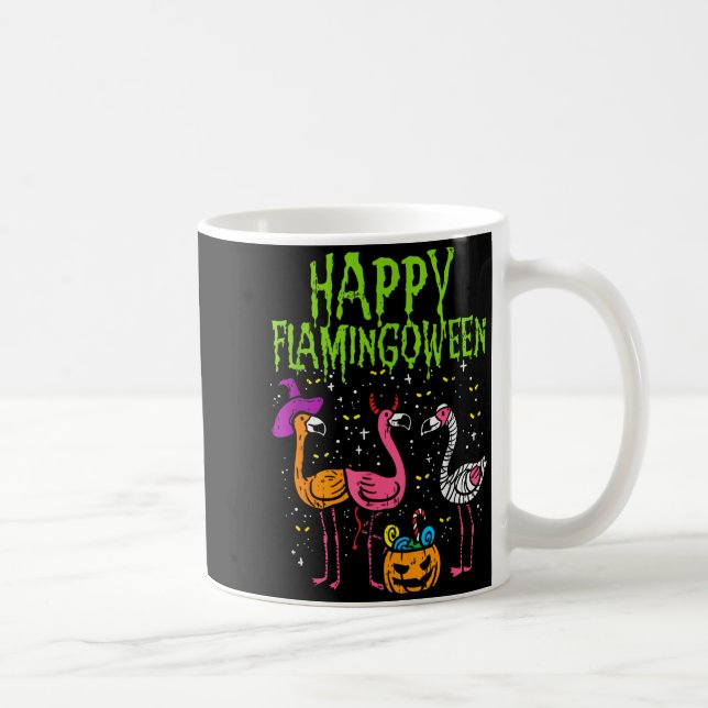 Happy Flamingoween Y Flamingos Funny Halloween Cos Kaffemugg (Höger)
