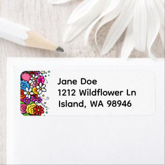 Happy Floral Address labels Returadress Etikett