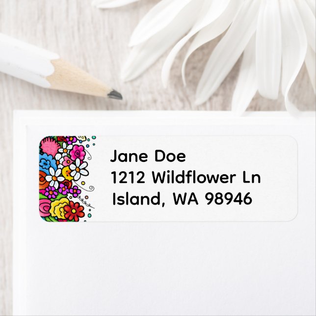 Happy Floral Address labels Returadress Etikett (Insitu)