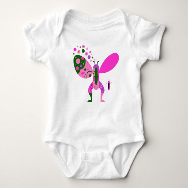 Happy Flower Butterfly Illustration T Shirt (Framsida)