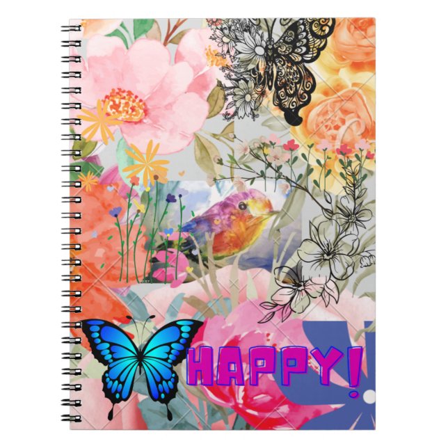 Happy Flower Power Anteckningsbok (Framsidan)