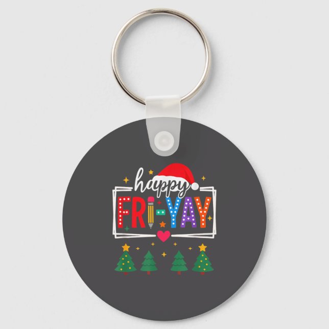 Happy Fri-yay Christmas Teacher Festive Holiday Sc Nyckelring (Framsida)