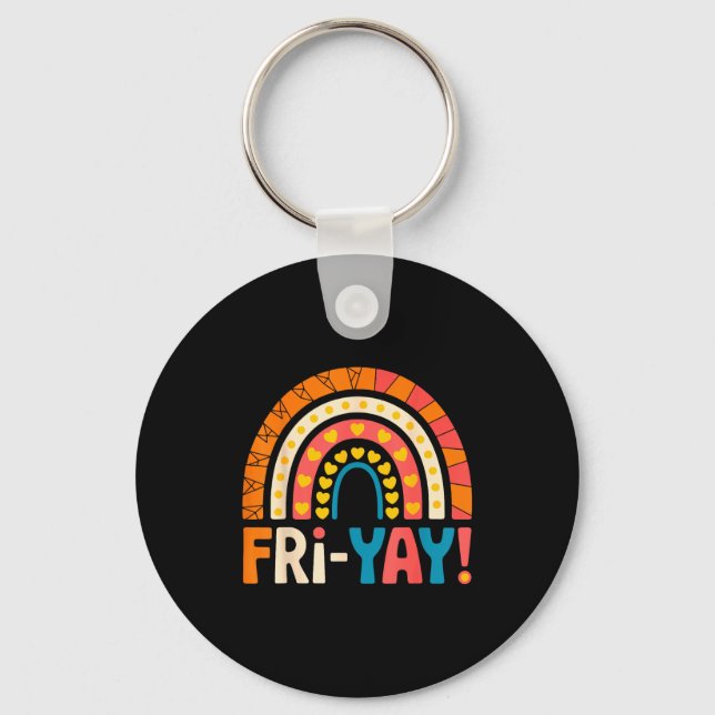 Happy Friday Fri-yay Teacher School Meme  Nyckelring (Framsida)
