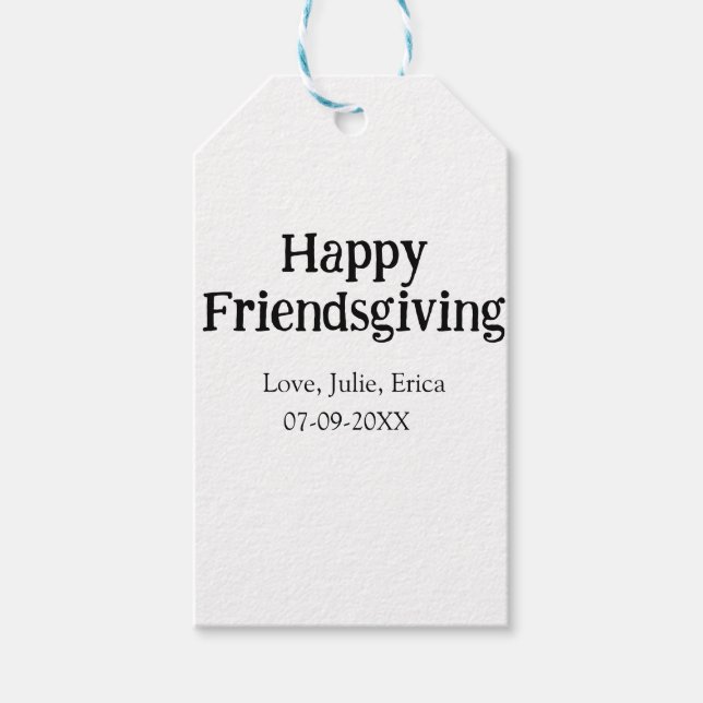 Happy friendsgiving add name with love date simple presentetikett (Framsidan)