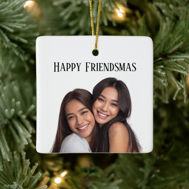 Happy Friendsmas Custom Photo Christmas Ornament (Träd)