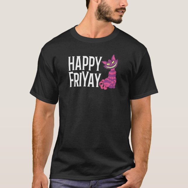 Happy FriYay Purple Grinning Striped Cat 13th On F T Shirt (Framsida)