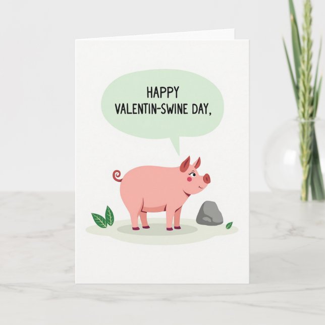 Happy Funny Pig Valentinswine Day Card Kort (Framsida)