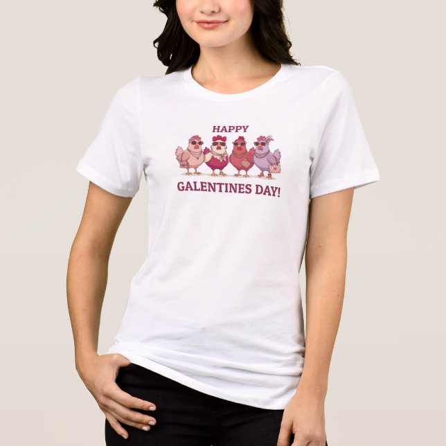 Happy Galentines Day Chicken Squad Cute Funny Hens T Shirt (Framsida)