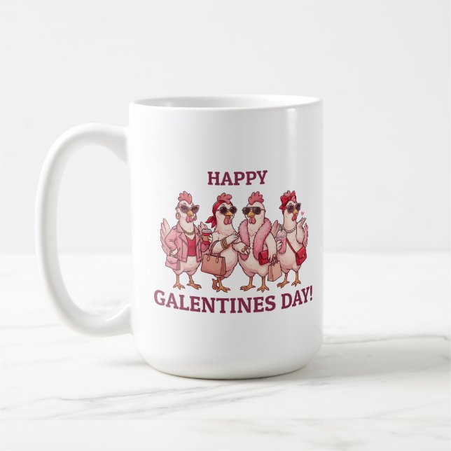 Happy Galentines Day Chicken Squad Funny Glam Hens Kaffemugg (Vänster)