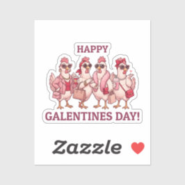 Happy Galentines Day Chicken Squad Funny Glam Hens Klistermärken