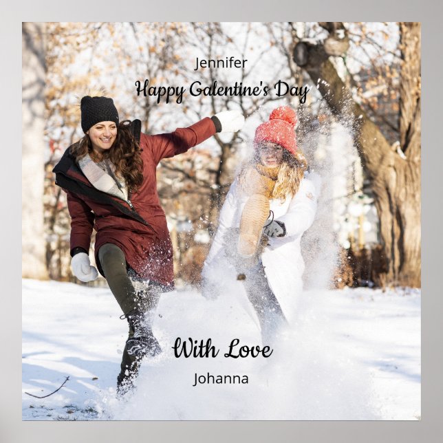 Happy Galentine's Day Custom Photo Best Friends Poster (Framsidan)