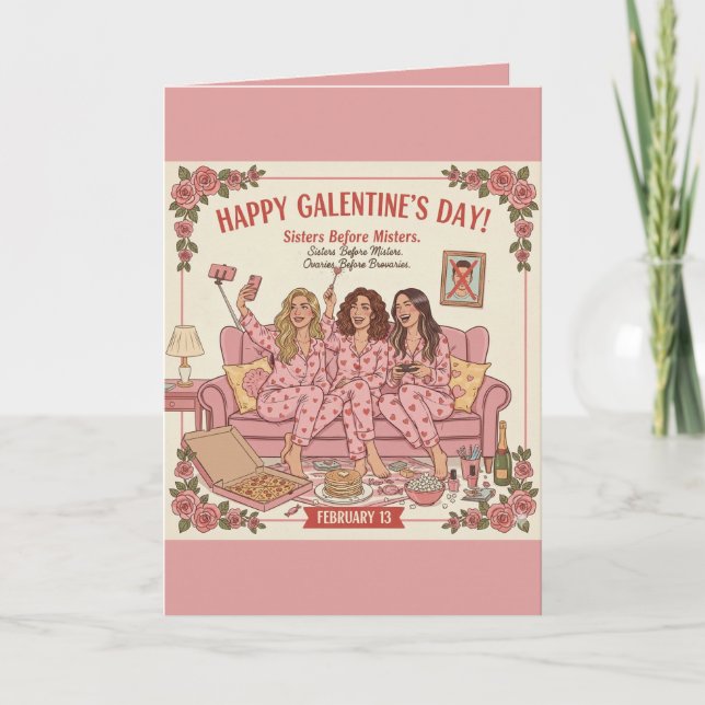 Happy Galentine's Day Greeting Card Kort (Framsida)