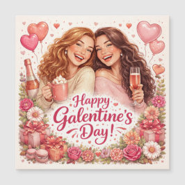 Happy Galentine's Day Greeting Card, Magnetic Card