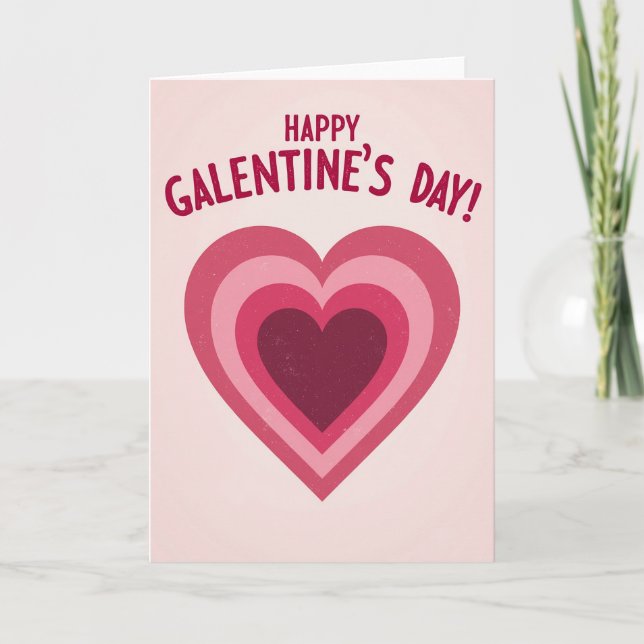 Happy Galentines Day Layered Heart Card Kort (Framsida)