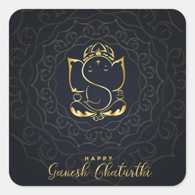 Happy Ganesh Chaturthi Fyrkantigt Klistermärke (Framsida)