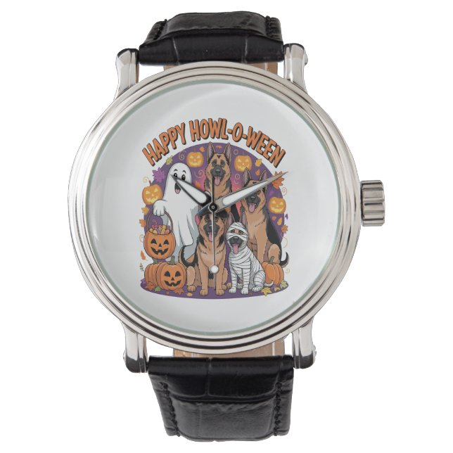 Happy German Shepherd Halloween Armbandsur (Framsida)