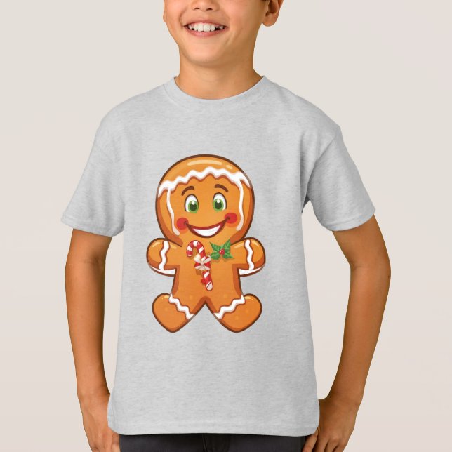 Happy Gingerbread Cookie – Kids Christmas Tee (Framsida)