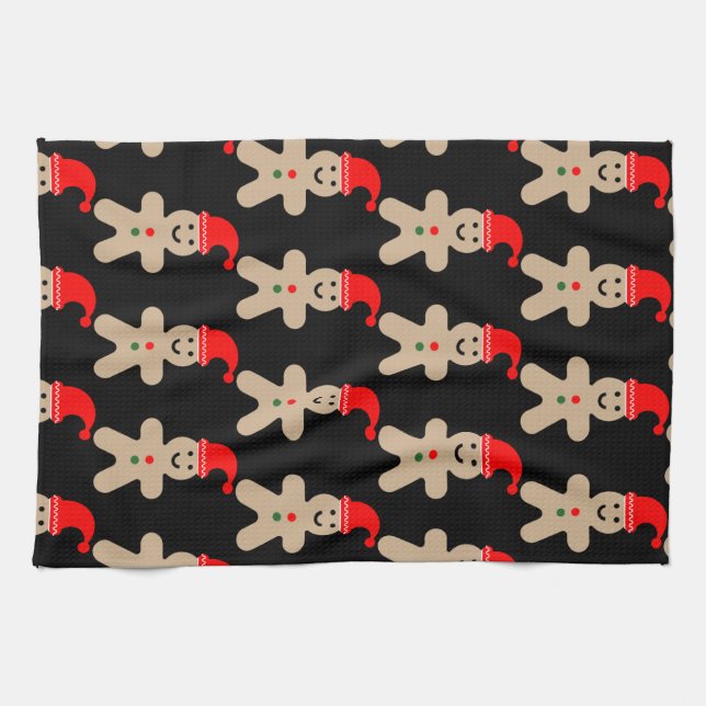 Happy Gingerbread man Winter Kökshandduk (Horisontell)