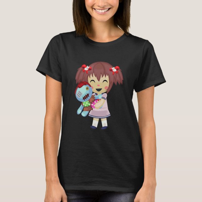 Happy Girl Goth Creepy Cute Voodoo Doll For Teens T Shirt (Framsida)