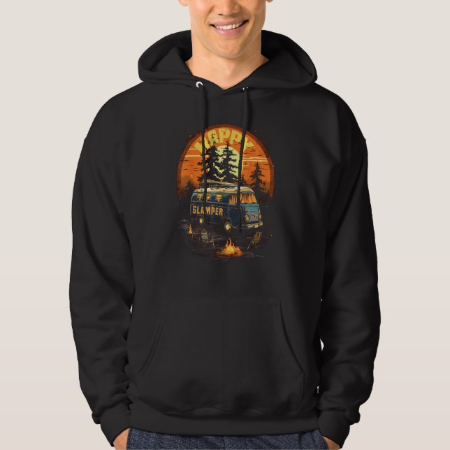 Happy Glamper Caravan Camping Glamping Gear Graphi Hoodie (Framsida)