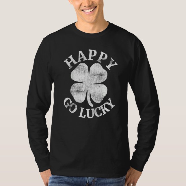 HAPPY GO LUCKY St Patrick's Day T Shirt Boys Girls (Framsida)