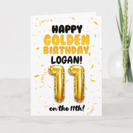 Happy Golden Birthday, 11th Birthday Card for Kids Kort