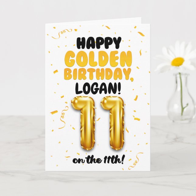 Happy Golden Birthday, 11th Birthday Card for Kids Kort (Liten växt)
