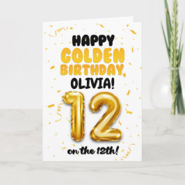 Happy Golden Birthday, 12th Birthday Card for Kids Kort