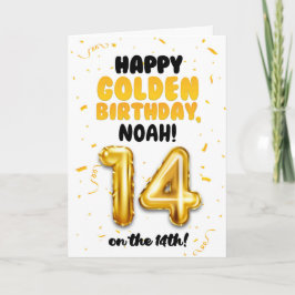 Happy Golden Birthday, 14th Birthday Card for Teen Kort