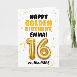 Happy Golden Birthday, 16th Birthday Card for Teen Kort