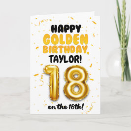 Happy Golden Birthday, 18th Birthday Card  Kort