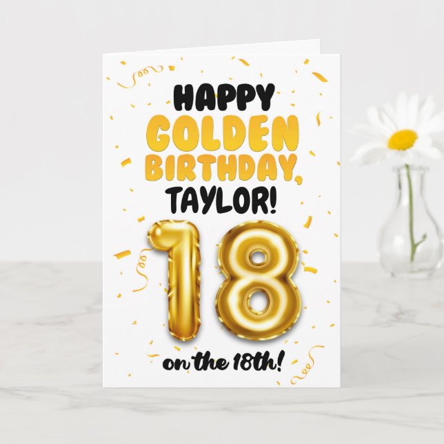 Happy Golden Birthday, 18th Birthday Card  Kort (Liten växt)