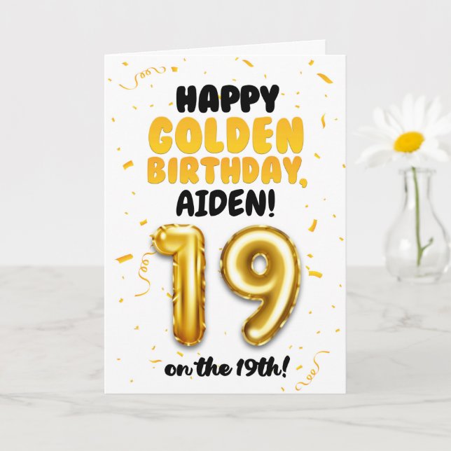 Happy Golden Birthday, 19th Birthday Card  Kort (Liten växt)