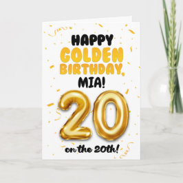 Happy Golden Birthday, 20th Birthday Card  Kort